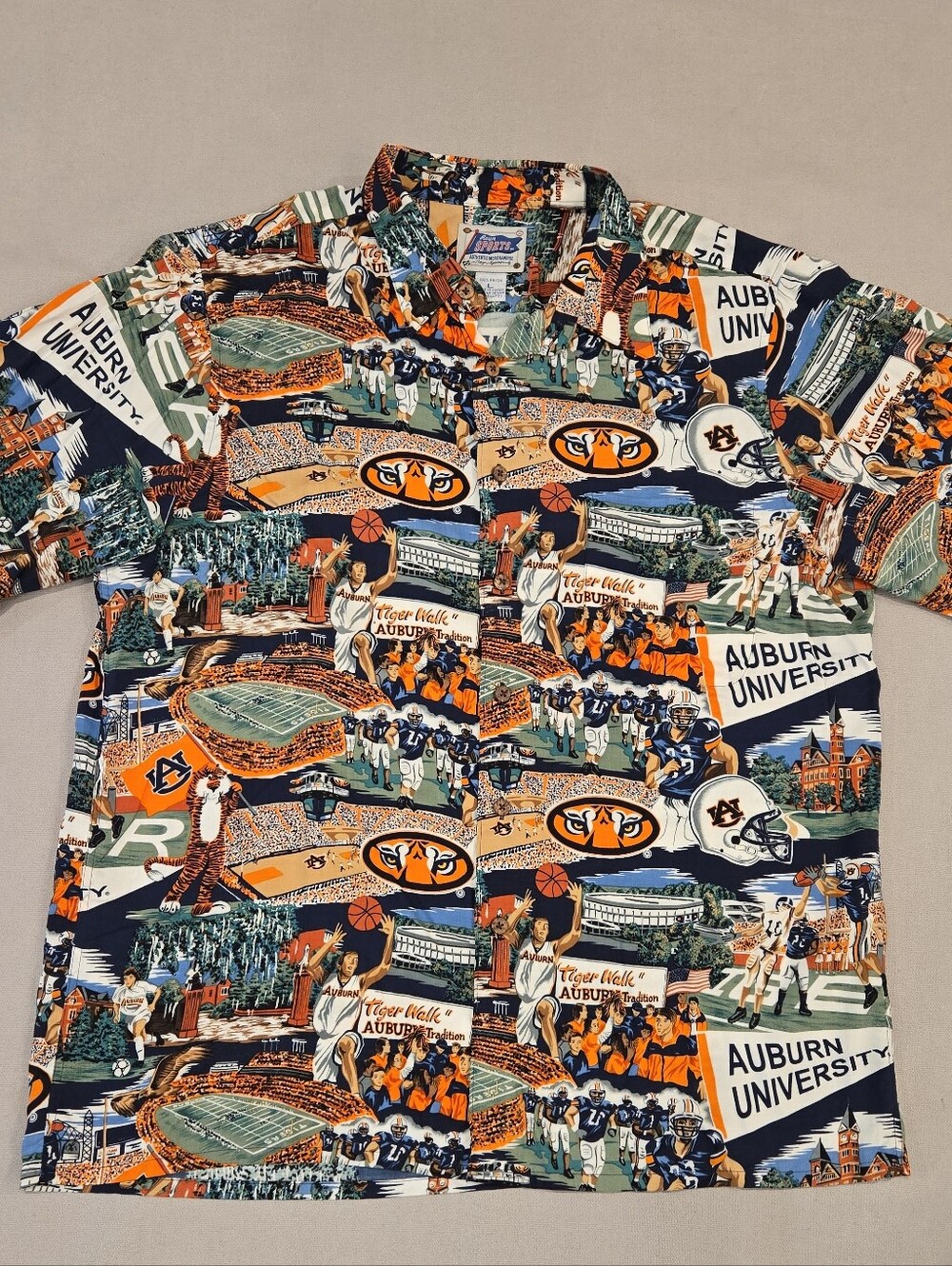 Reyn Spooner Auburn Tigers Shirt Mens Large Aloha Hawaiian Button Up Football